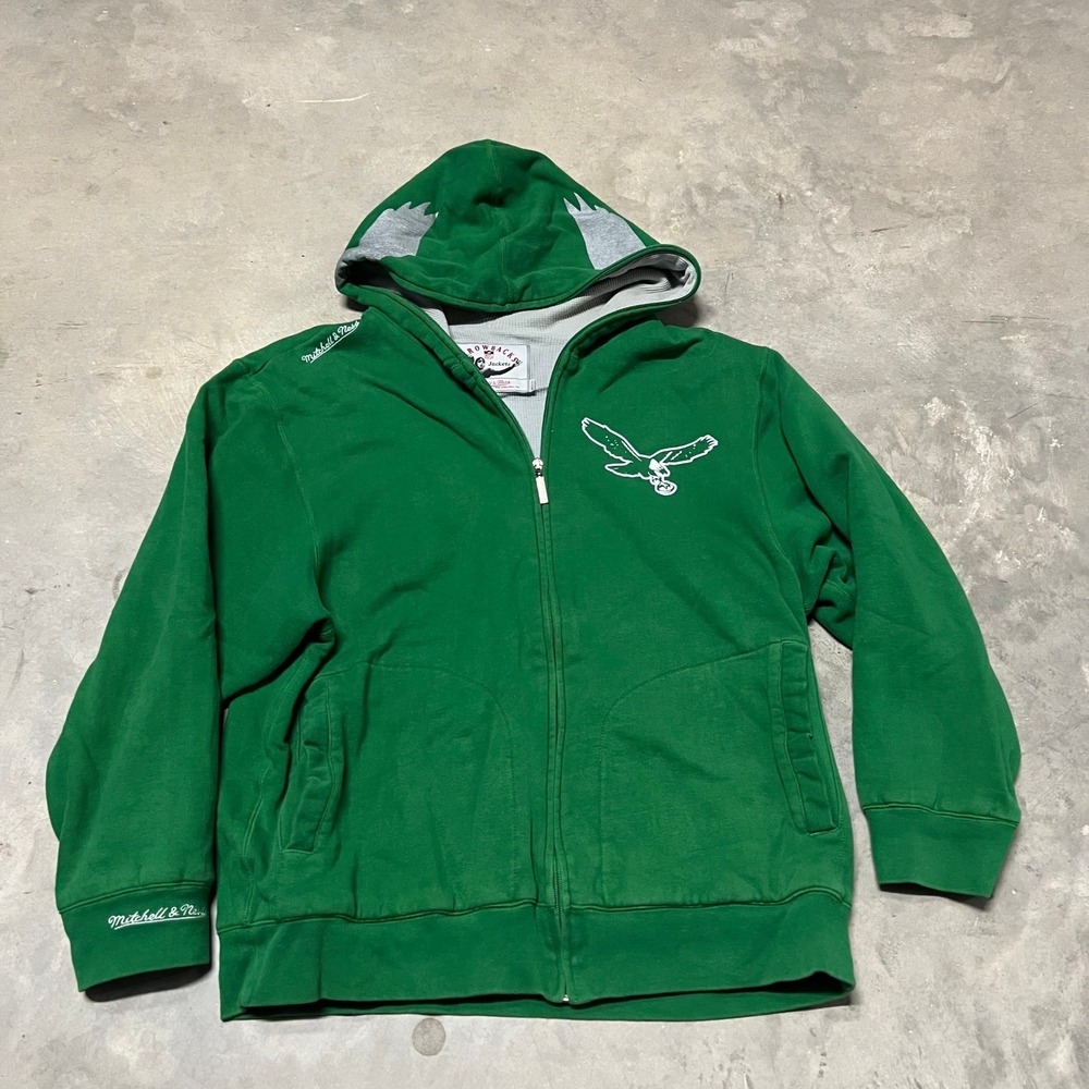 Mitchell & Ness Philadelphia Eagles Throwback Zip Hoodie Kelly Green Mens L